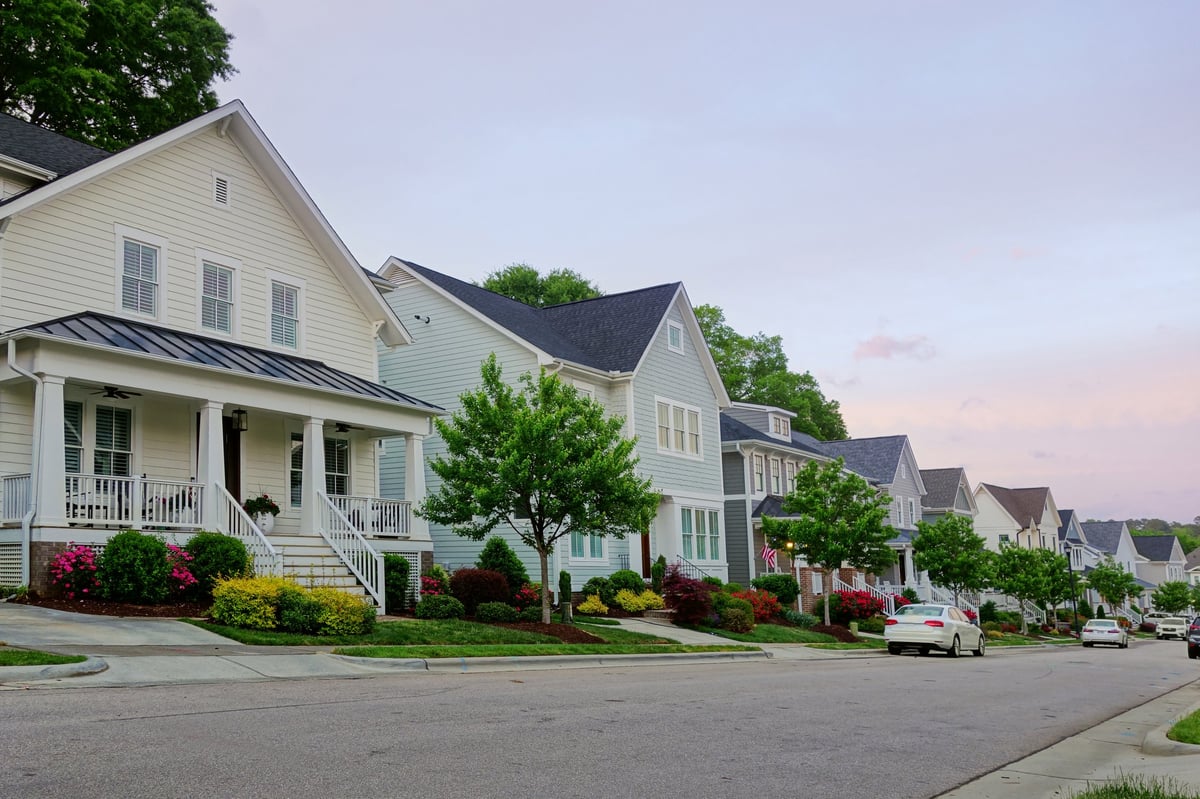 New single-family homes on a quiet residential street in Edinburg