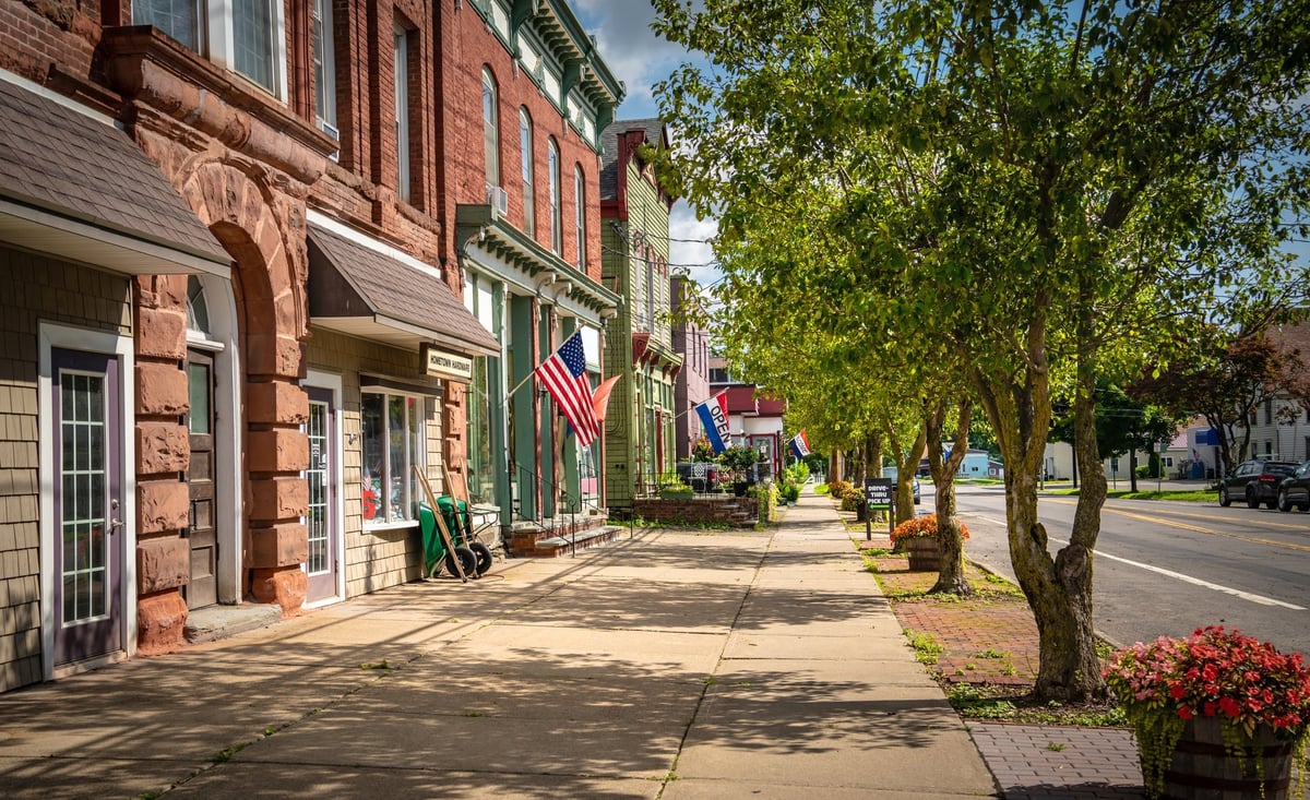 Historic downtown main street with shops