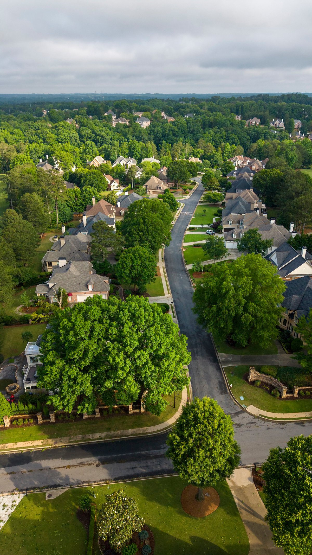 Upscale homes around a lake community