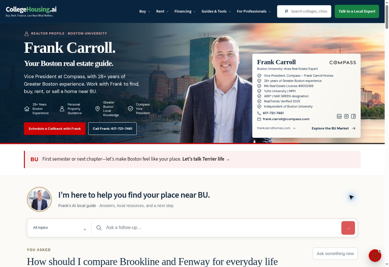 Frank Carroll’s actual Boston University Desktop experience
